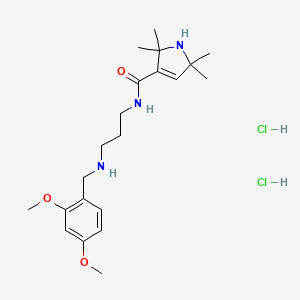 molecular formula C21H35Cl2N3O3 B15185152 1H-Pyrrole-3-carboxamide, 2,5-dihydro-N-(3-(((2,4-dimethoxyphenyl)methyl)amino)propyl)-2,2,5,5-tetramethyl-, dihydrochloride CAS No. 102132-02-5