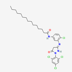 molecular formula C30H38Cl4N4O2 B15185166 N-(4-Chloro-3-((4,5-dihydro-5-oxo-1-(2,4,6-trichlorophenyl)-1H-pyrazol-3-yl)amino)phenyl)pentadecanamide CAS No. 85204-35-9