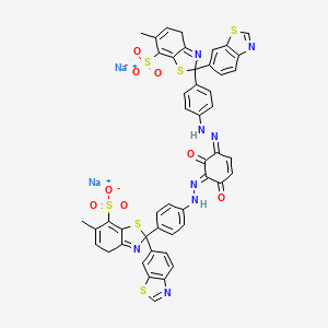 molecular formula C48H32N8Na2O8S6 B15185175 Disodium 2',2'''-((2,4-dihydroxy-1,3-phenylene)bis(azo-4,1-phenylene))bis(6-methyl(2,6'-bibenzothiazole)-7-sulphonate) CAS No. 5915-60-6