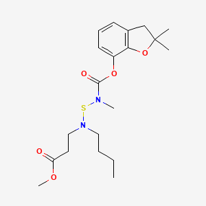 molecular formula C20H30N2O5S B15185320 beta-Alanine, N-butyl-N-(((((2,3-dihydro-2,2-dimethyl-7-benzofuranyl)oxy)carbonyl)methylamino)thio)-, methyl ester CAS No. 82560-62-1