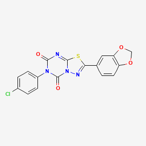 5H-(1,3,4)Thiadiazolo(3,2-a)(1,3,5)triazine-5,7(6H)-dione, 2-(1,3-benzodioxol-5-yl)-6-(4-chlorophenyl)-