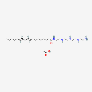 molecular formula C26H53N5O.C2H4O2<br>C28H57N5O3 B15185360 N-(2-((2-((2-((2-Aminoethyl)amino)ethyl)amino)ethyl)amino)ethyl)octadeca-9,12-dienamide monoacetate CAS No. 93942-21-3