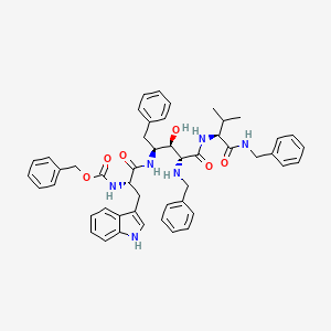 molecular formula C49H54N6O6 B15185407 (2R,3S,4S)-N-(2-(Benzylamino)-4-((N-((benzyloxy)carbonyl)-L-tryptophanyl)amino)-3-hydroxy-5-phenylpentanoyl)valine benzylamide CAS No. 161510-47-0