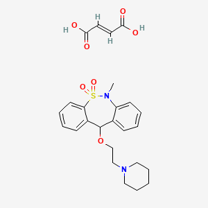 molecular formula C25H30N2O7S B15185523 (E)-but-2-enedioic acid;6-methyl-11-(2-piperidin-1-ylethoxy)-11H-benzo[c][1,2]benzothiazepine 5,5-dioxide CAS No. 155444-11-4