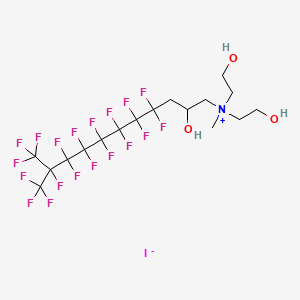 molecular formula C17H19F19INO3 B15185613 (4,4,5,5,6,6,7,7,8,8,9,9,10,11,11,11-Hexadecafluoro-2-hydroxy-10-(trifluoromethyl)undecyl)bis(2-hydroxyethyl)methylammonium iodide CAS No. 94159-78-1