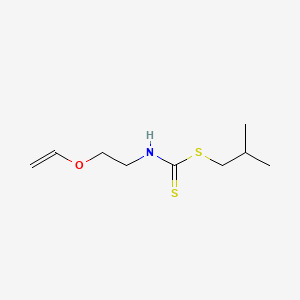 molecular formula C9H17NOS2 B15185615 Carbamodithioic acid, (2-(ethenyloxy)ethyl)-, 2-methylpropyl ester CAS No. 126560-47-2