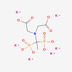 molecular formula C6H7K6NO10P2 B15185662 Potassium N-(carboxymethyl)-N-(1,1-diphosphonoethyl)glycinate CAS No. 84196-12-3