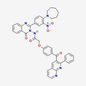 Acetamide, N-(2-(4-(hexahydro-1H-azepin-1-yl)-3-nitrophenyl)-4-oxo-3(4H)-quinazolinyl)-2-((4-(2-phenyl-1,8-naphthyridin-3-yl)carbonyl)phenoxy)-