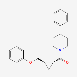 molecular formula C22H25NO2 B15185805 Piperidine, 1-((2-(phenoxymethyl)cyclopropyl)carbonyl)-4-phenyl-, trans- CAS No. 102634-79-7