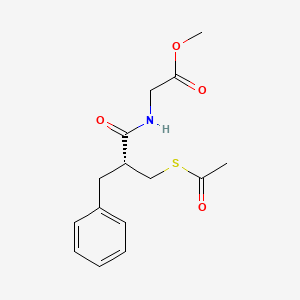 molecular formula C15H19NO4S B15185863 Glycine, N-(2-((acetylthio)methyl)-1-oxo-3-phenylpropyl)-, methyl ester, (R)- CAS No. 124815-65-2