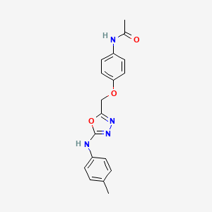 molecular formula C18H18N4O3 B15185930 Acetamide, N-(4-((5-((4-methylphenyl)amino)-1,3,4-oxadiazol-2-yl)methoxy)phenyl)- CAS No. 151392-13-1