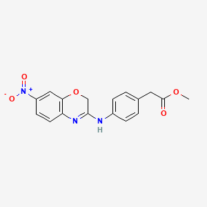 molecular formula C17H15N3O5 B15185947 Benzeneacetic acid, 4-(7-nitro-2H-1,4-benzoxazin-3-yl)amino-, methyl ester CAS No. 109226-95-1