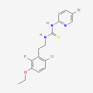 molecular formula C16H16BrClFN3OS B15186005 Thiourea, N-(5-bromo-2-pyridinyl)-N'-(2-(6-chloro-3-ethoxy-2-fluorophenyl)ethyl)- CAS No. 181305-47-5