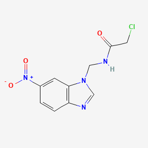 molecular formula C10H9ClN4O3 B15186054 Acetamide, 2-chloro-N-((6-nitro-1H-benzimidazol-1-yl)methyl)- CAS No. 103706-78-1