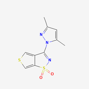 molecular formula C10H9N3O2S2 B15186094 Thieno(3,4-d)isothiazole, 3-(3,5-dimethyl-1H-pyrazol-1-yl)-, 1,1-dioxide CAS No. 113387-62-5