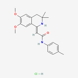 molecular formula C22H27ClN2O3 B15186148 Acetamide, 2-(3,4-dihydro-6,7-dimethoxy-3,3-dimethyl-1(2H)-isoquinolinylidene)-N-(4-methylphenyl)-, monohydrochloride, (Z)- CAS No. 132680-93-4