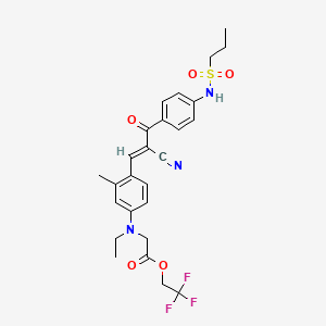 molecular formula C26H28F3N3O5S B15186149 2,2,2-Trifluoroethyl N-(4-(2-cyano-3-oxo-3-(4-((propylsulphonyl)amino)phenyl)-1-propenyl)-m-tolyl)-N-ethylglycinate CAS No. 66172-62-1