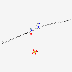 molecular formula C43H87N3O5S B15186183 4,5-Dihydro-2-isoheptadecyl-1-methyl-1-(3-((1-oxoisooctadecyl)amino)propyl)-1H-imidazolium methyl sulphate CAS No. 94022-90-9