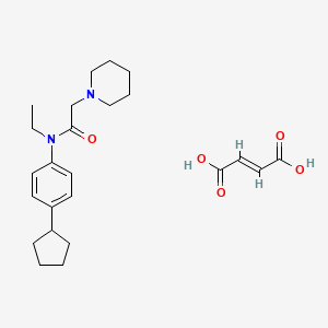 molecular formula C24H34N2O5 B15186209 (E)-but-2-enedioic acid;N-(4-cyclopentylphenyl)-N-ethyl-2-piperidin-1-ylacetamide CAS No. 85603-20-9