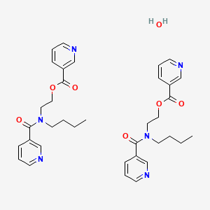 molecular formula C36H44N6O7 B15186222 2-(Butyl(3-pyridinylcarbonyl)amino)ethyl 3-pyridinecarboxylate hemihydrate CAS No. 89054-86-4