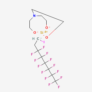 molecular formula C14H15F13INO3Si B15186277 Silicon, ((2,2',2''-nitrilotris(ethanolato))(3-)-N,O,O',O'')(3,3,4,4,5,5,6,6,7,7,8,8,8-tridecafluoro-1-iodooctyl)-, (TB-5-23)- CAS No. 135829-02-6