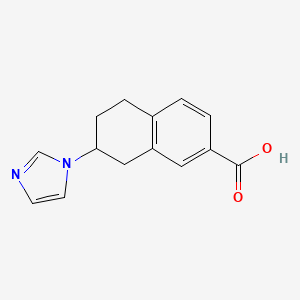 molecular formula C14H14N2O2 B15186278 7-(1H-Imidazol-1-yl)-5,6,7,8-tetrahydro-2-naphthalenecarboxylic acid CAS No. 89781-77-1