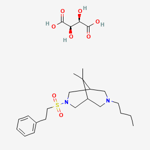 molecular formula C25H40N2O8S B15186369 3-butyl-9,9-dimethyl-7-(2-phenylethylsulfonyl)-3,7-diazabicyclo[3.3.1]nonane;(2R,3R)-2,3-dihydroxybutanedioic acid CAS No. 120465-61-4