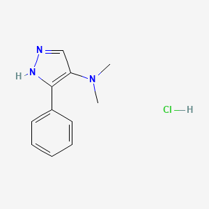 molecular formula C11H14ClN3 B15186370 1H-Pyrazol-4-amine, N,N-dimethyl-3-phenyl-, monohydrochloride CAS No. 91857-50-0