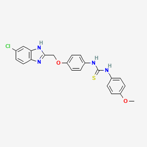 molecular formula C22H19ClN4O2S B15186380 Thiourea, N-(4-((5-chloro-1H-benzimidazol-2-yl)methoxy)phenyl)-N'-(4-methoxyphenyl)- CAS No. 84484-02-6