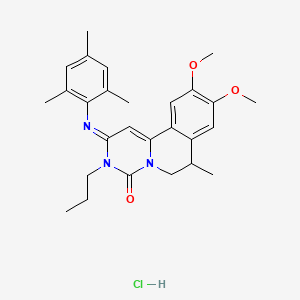 4H-Pyrimido(6,1-a)isoquinolin-4-one, 2,3,6,7-tetrahydro-9,10-dimethoxy-7-methyl-3-propyl-2-((2,4,6-trimethylphenyl)imino)-, monohydrochloride, (+-)-