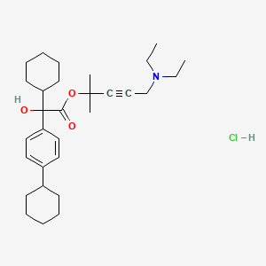 Benzeneacetic acid, alpha,4-dicyclohexyl-alpha-hydroxy-, 4-(diethylamino)-1,1-dimethyl-2-butynyl ester, hydrochloride