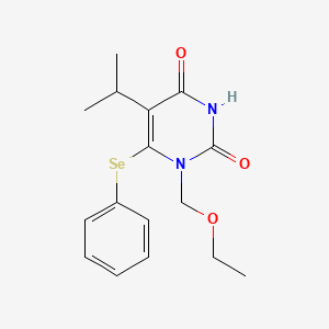 molecular formula C16H20N2O3Se B15186445 2,4(1H,3H)-Pyrimidinedione, 1-(ethoxymethyl)-5-(1-methylethyl)-6-(phenylseleno)- CAS No. 172256-06-3