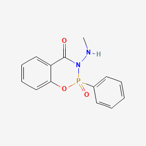 molecular formula C14H13N2O3P B15186460 3-(Methylamino)-2-phenyl-2,3-dihydro-4H-1,3,2-benzoxazaphosphorin-4-one 2-oxide CAS No. 143000-22-0