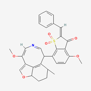 Benzo(b)thiophen-3(2H)-one, 4-methoxy-7-(10-methoxy-5-methyl-4,5,6,7-tetrahydro-3H-furo(4,3,2-fg)(3)benzazocin-6-yl)-2-(phenylmethylene)-, 1,1-dioxide