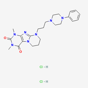 Pyrimido(2,1-f)purine-2,4(1H,3H)-dione, 6,7,8,9-tetrahydro-1,3-dimethyl-9-(3-(4-phenyl-1-piperazinyl)propyl)-, dihydrochloride