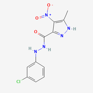 molecular formula C11H10ClN5O3 B15186591 1H-Pyrazole-3-carboxylic acid, 5-methyl-4-nitro-, 2-(3-chlorophenyl)hydrazide CAS No. 81016-50-4