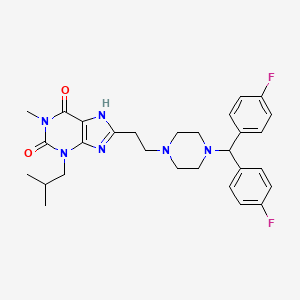 1H-Purine-2,6-dione, 3,7-dihydro-8-(2-(4-(bis(4-fluorophenyl)methyl)-1-piperazinyl)ethyl)-1-methyl-3-(2-methylpropyl)-