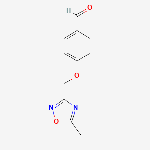 molecular formula C11H10N2O3 B1518680 4-[(5-Methyl-1,2,4-oxadiazol-3-yl)methoxy]benzaldehyde CAS No. 1042783-40-3