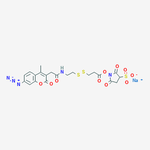 molecular formula C21H20N5NaO10S3 B151870 磺基琥珀酰亚胺基-2-(7-叠氮基-4-甲基香豆素-3-乙酰氨基)乙基-1,3'-二硫代丙酸酯 CAS No. 139609-20-4