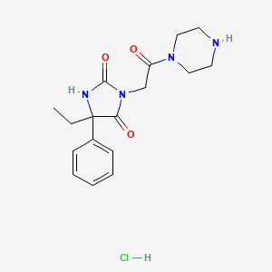 molecular formula C17H23ClN4O3 B1518710 5-Ethyl-3-(2-oxo-2-piperazin-1-ylethyl)-5-phenylimidazolidine-2,4-dione hydrochloride CAS No. 1170623-58-1