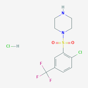 molecular formula C11H13Cl2F3N2O2S B1518713 1-[2-Chloro-5-(trifluoromethyl)benzenesulfonyl]piperazine hydrochloride CAS No. 1170080-52-0
