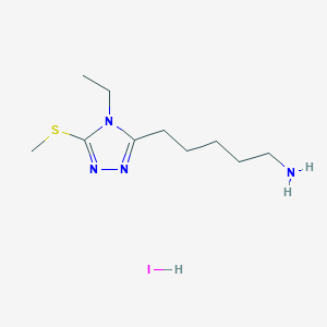 molecular formula C10H21IN4S B1518715 5-[4-ethyl-5-(methylsulfanyl)-4H-1,2,4-triazol-3-yl]pentan-1-amine hydroiodide CAS No. 1171624-87-5