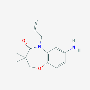 molecular formula C14H18N2O2 B1518720 5-allyl-7-amino-3,3-dimethyl-2,3-dihydro-1,5-benzoxazepin-4(5H)-one CAS No. 1172240-96-8