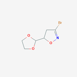 molecular formula C6H8BrNO3 B1518722 3-Bromo-5-[1,3]dioxolan-2-yl-4,5-dihydroisoxazole CAS No. 1120215-07-7