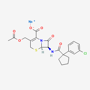 5-Thia-1-azabicyclo(4.2.0)oct-2-ene-2-carboxylic acid, 3-((acetyloxy)methyl)-7-(((1-(3-chlorophenyl)cyclopentyl)carbonyl)amino)-8-oxo-, monosodium salt, (6R-trans)-