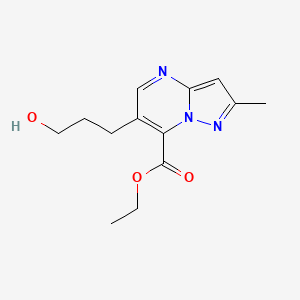 molecular formula C13H17N3O3 B1518771 Ethyl 6-(3-hydroxypropyl)-2-methylpyrazolo[1,5-a]pyrimidine-7-carboxylate CAS No. 1087792-41-3