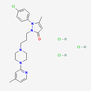 3H-Pyrazol-3-one, 1,2-dihydro-1-(4-chlorophenyl)-5-methyl-2-(3-(4-(4-methyl-2-pyridinyl)-1-piperazinyl)propyl)-, trihydrochloride