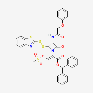 Benzhydryl 2-(benzothiazol-2-yldithio)-alpha-(1-((methylsulphonyl)oxy)ethylidene)-4-oxo-3-((phenoxyacetyl)amino)azetidine-1-acetate