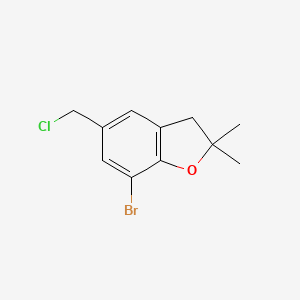molecular formula C11H12BrClO B1518788 7-Bromo-5-(chloromethyl)-2,2-dimethyl-2,3-dihydro-1-benzofuran CAS No. 1146290-40-5