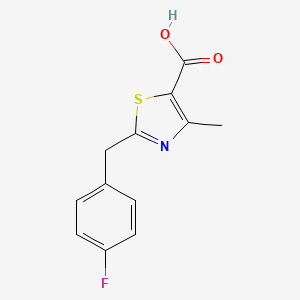 molecular formula C12H10FNO2S B1518802 Ácido 2-[(4-fluorofenil)metil]-4-metil-1,3-tiazol-5-carboxílico CAS No. 1087792-10-6